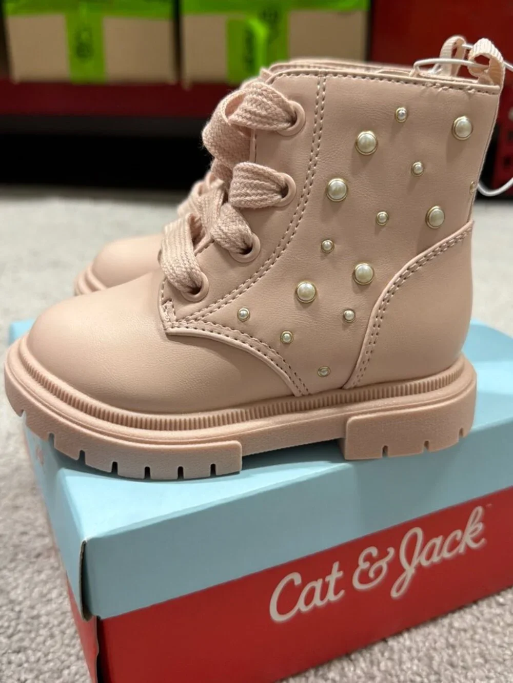Cat & Jack Toddler Girls' Size 6 Amaya Lace-Up Combat Boots Blush Pink